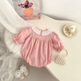 thumbnail image 3 of 2025 ropa de primavera para niñas, mono con agradable arco, mono infantil con cuello de hoja de loto de encaje, mono infantil de manga larga de una pieza de 0 a 2 años, 3 of 6