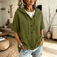 thumbnail image 4 of FAIWAD Short Sleeve Cardigans for Women Plus Size Button up Casual Hooded Sweaters with Pockets, 4 of 6