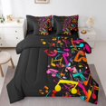 thumbnail image 1 of Colored Musical Notes Bed in a Bag Queen Comforter Set 7 Piece,Modern Rock Bedding Sets Pop Music Themed Sheet Set with Comforter,Rainbow Abstract Note Bed Set, 1 of 6