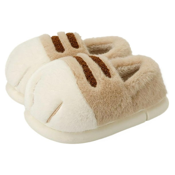 Pata Lindas Pareja Con Peluda Zapatos Casa Cálidos Y Sin Cordones Felpa Gato en 3D Cómodas Antideslizantes para Interior