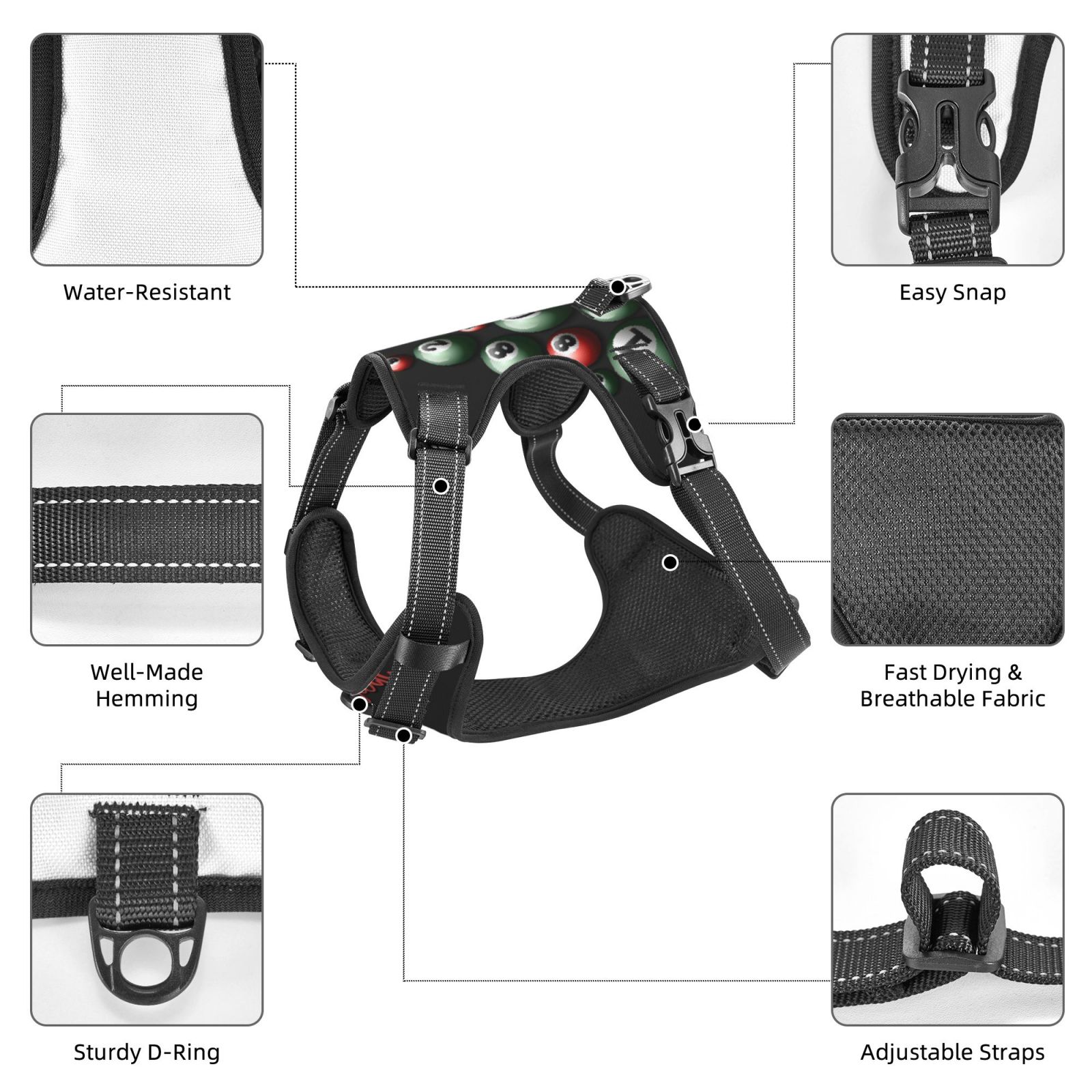 Vsdgher Happy New Year1 Dog Harness, No-Pull Pet Harness, Dog Vest, Pet Vest for Small to Large Dogs-X-Large