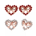 thumbnail image 3 of EOEMY Rose Gold Platinum Plated Red Earrings Aaa Zirconia Push Back Heart .68" L309-Platinum Plated-Silver, 3 of 4