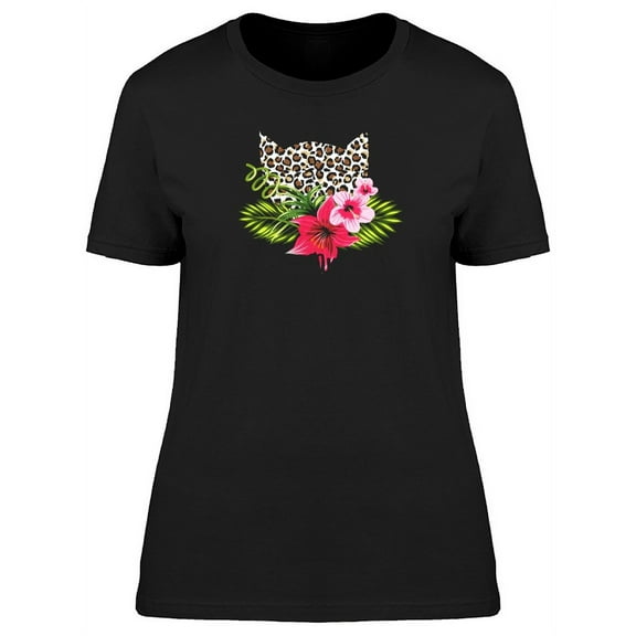 Leopard Print Flowers T-Shirt Women -Image by Shutterstock, Female Small
