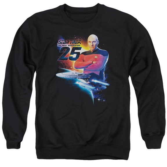 Star Trek Tng 25 Adult Crewneck Sweatshirt Black