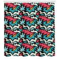 thumbnail image 3 of Urban Graffiti Shower Curtain, Chevron-Like Bold Framed Tangled Stripes and Edgy Zigzags, Fabric Bathroom Set with Hooks, 69W X 84L Inches Extra Long, Dark Coral Blue Eggshell, by Ambesonne, 3 of 3