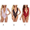 thumbnail image 3 of Ropa interior sexy para mujer Ropa de dormir Deep V Lace Body Lencería, Negro, M Inevent XX000084-04, 3 of 7