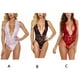 thumbnail image 3 of Ropa interior sexy para mujer Ropa de dormir Deep V Lace Body Lencería, Blanco, L Sweethay XX000084-08, 3 of 7