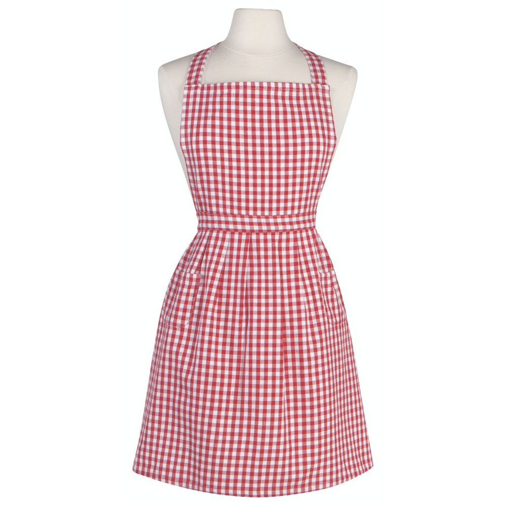29" Red and White Gingham Now Designs Classic Kitchen Apron with 2