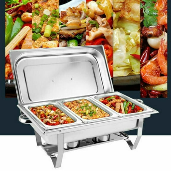 9L 3 Pan Stainless Steel Chafing Dish Set Food Warmer for Buffet Banquet Catering 2.5L*3