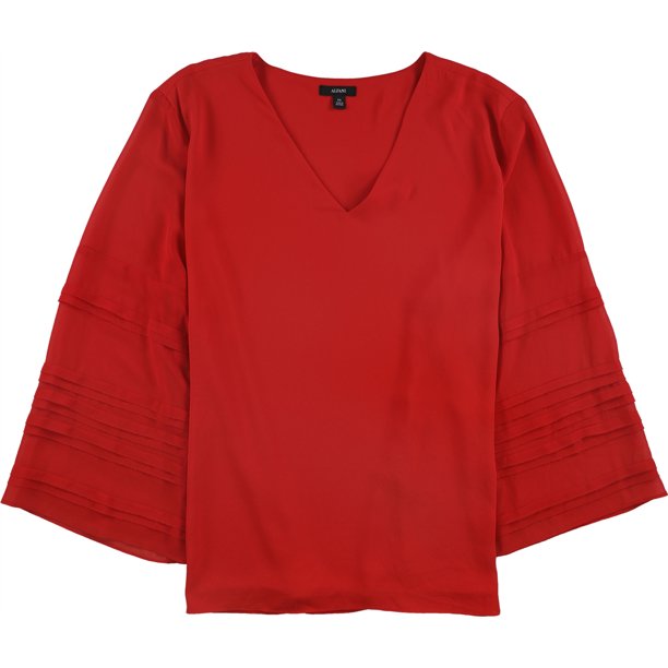 Alfani Blusa con mangas a capas para mujer, rojo, extragrande