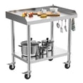 thumbnail image 2 of Lorelo 30x24 Inch 2-Tiers Stainless Steel Stand, Stainless Steel Equipment Grill Stand Table, Stainless Steel Table with 3-Sided Baffle & Detachable Wheels, for Hotel, Home, Commercial Restaurant, 2 of 6