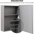 thumbnail image 6 of GOFLAME Bathroom Medicine Cabinet, Wall Mount Mirrored Storage Cabinets w/Single Door & Adjustable Shelf, Multipurpose Wooden Organizer for Hallway Living Room Bedroom, Grey, 6 of 18