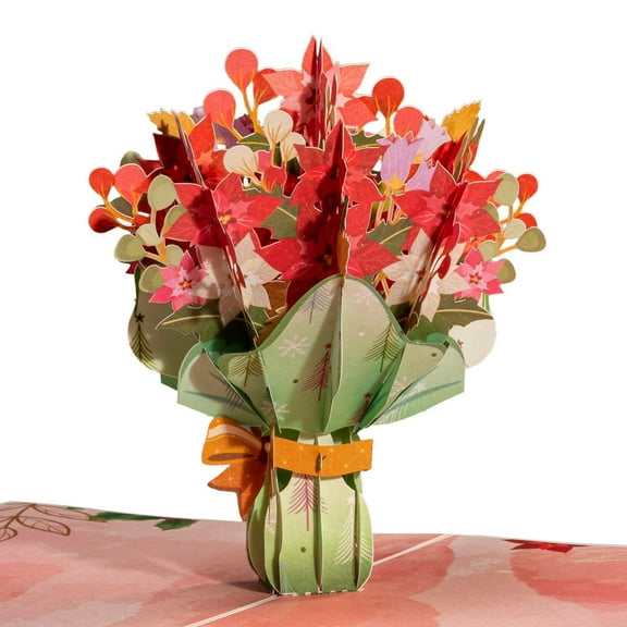 Poinsettia Bouquet Pop Up Christmas Card