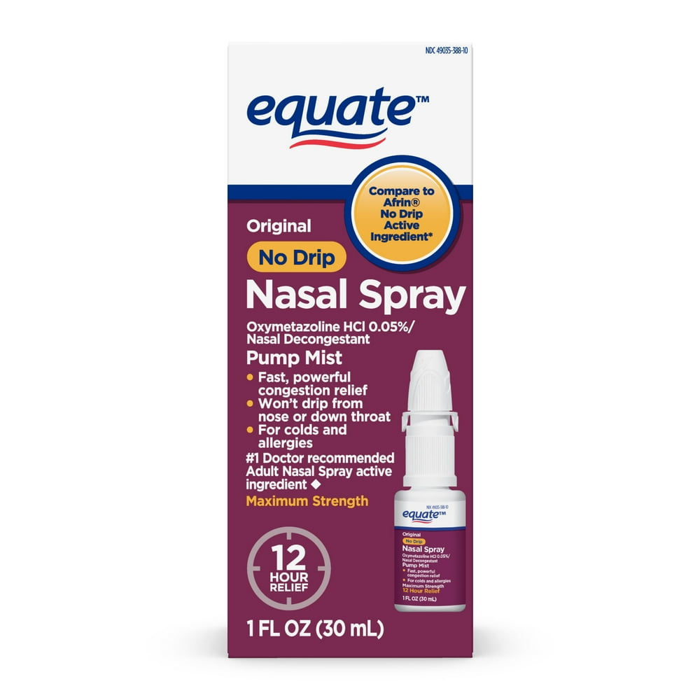 Equate No Drip Nasal Spray, Oxymetazoline HCl; Provides 12 Hour Nasal