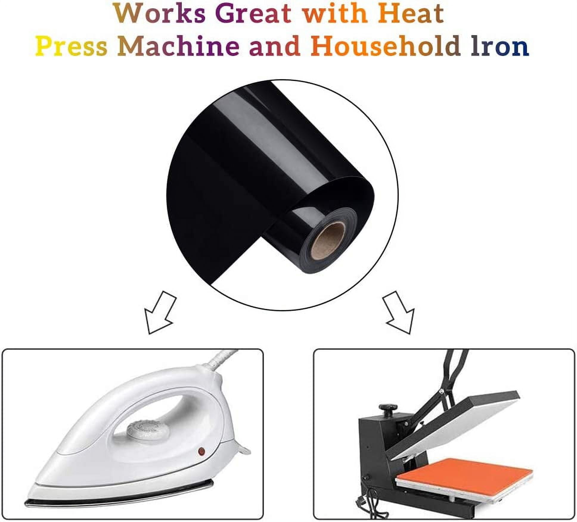 1 Roll Heat Transfer Vinyl Sheets Iron On Vinyl for T-Shirt Clothes Fabric Decoration Black 30cm 5m/roll
