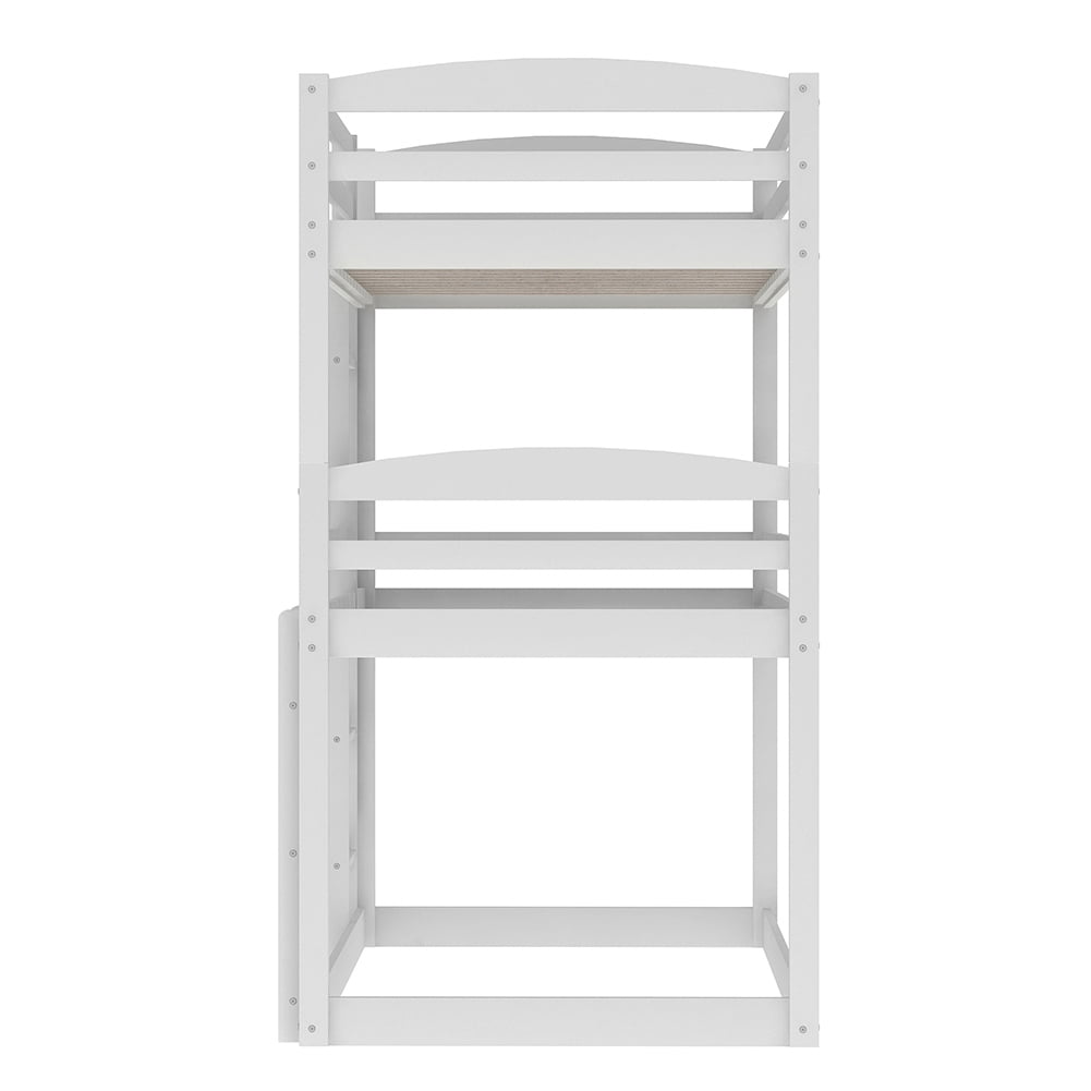 Kadyn Bunk Beds for Kids, Solid Wood Twin Triple Bunk Beds / Loft Bed for Kids/Adults, No Box Spring Needed-White