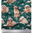 thumbnail image 1 of Soimoi Rayon Fabric Floral,Book & Golden Retriever Dog Printed Fabric 1 Yard 56 Inch Wide, 1 of 3