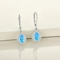 thumbnail image 2 of Divine Creation 1.50 Ct Pear Cut Aquamarine & Diamond Leverback Drop Dangle Earring's 14K White Gold Plated 925 Sterling Silver For Women's, 2 of 4