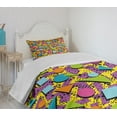 thumbnail image 4 of Ambesonne Vintage Quilted Bedspread Set 2 Pcs, Funky Geometric Style, Twin Size, Multicolor, 4 of 6