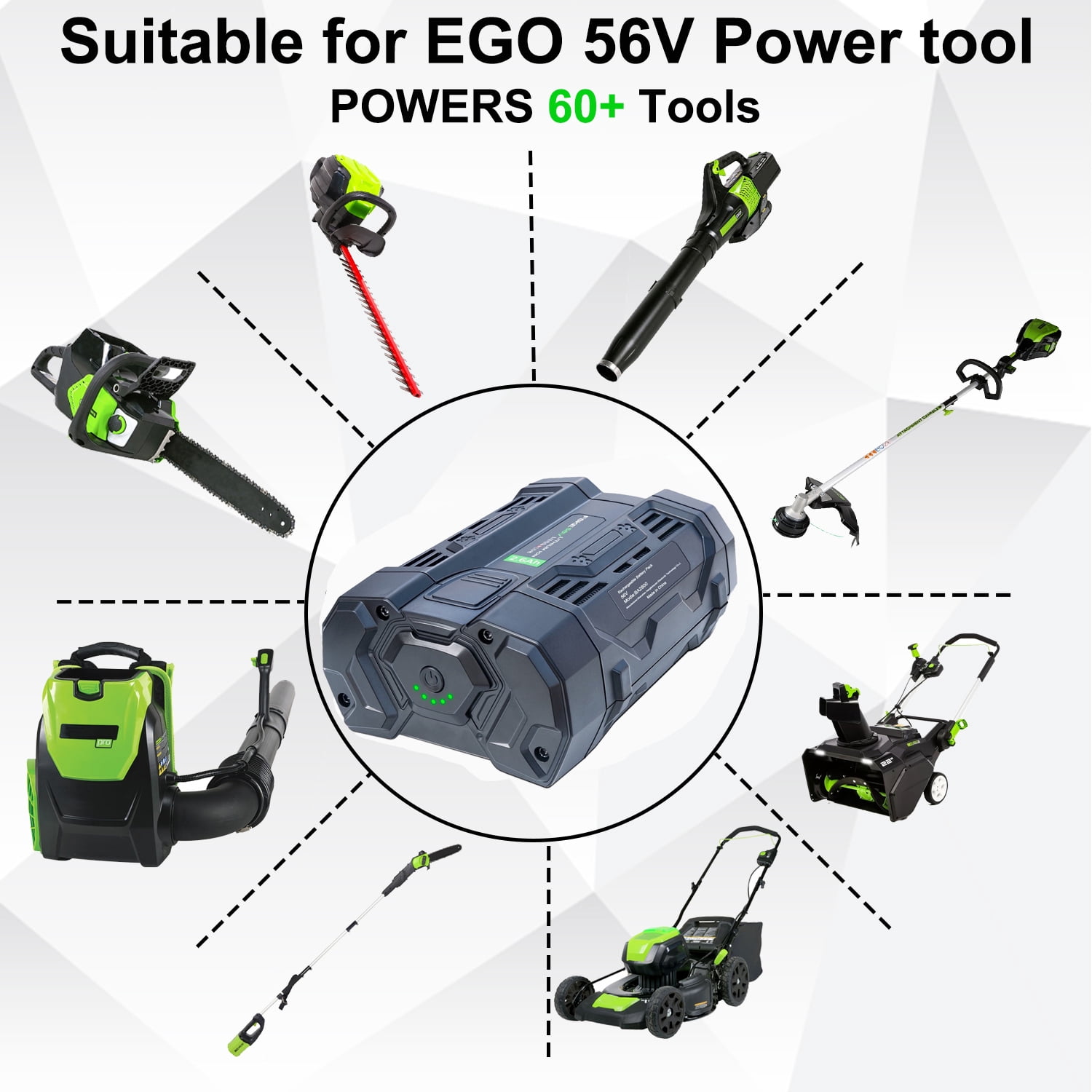 FSKE 2.6Ah Battery Replacement for EGO 56V Battery BA2800 BA4200 Compatible with All Power 56V EGO Power+ Tools