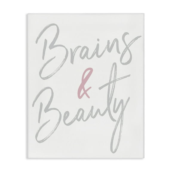Stupell Industries Brains & Beauty Phrase Beauty & Fashion Painting Gallery Wrapped Canvas Art Print Wall Art, 16 x 20