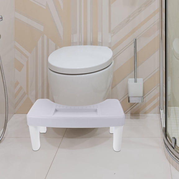 OULII Gray Plastic Toilet Stool for Adults Non Slip Durable Foot Rest for Bathroom Use