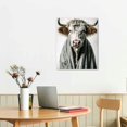 thumbnail image 3 of Nawypu  Bathroom Animal Wall Art  Cute Otter Highland Cow Panda Wearing Bathrobe Funny Poster Black White Canvas Prints for Toilet Restroom Framed, 3 of 5