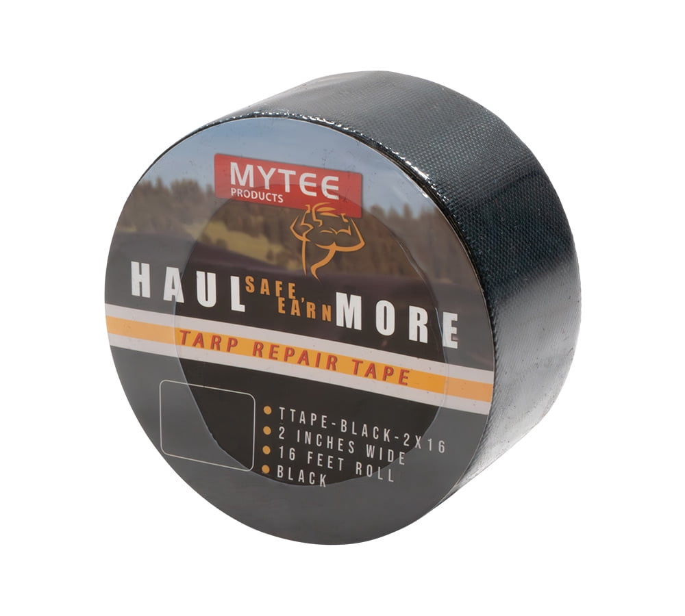 8.8 oz Waterproof Black Vinyl Tarp Repair Tape 2 Inch x 16 FT with Heavy Duty Adhesive Backing - Tarp Patch Kit, Tarp Repair Kit