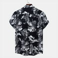 thumbnail image 4 of WREESH Mens Hawaiian Summer Beach Shirt Unisex Short Sleeve Color Block Shirts Graphic Printed Button Down Shirts with Pocket Black, 4 of 4