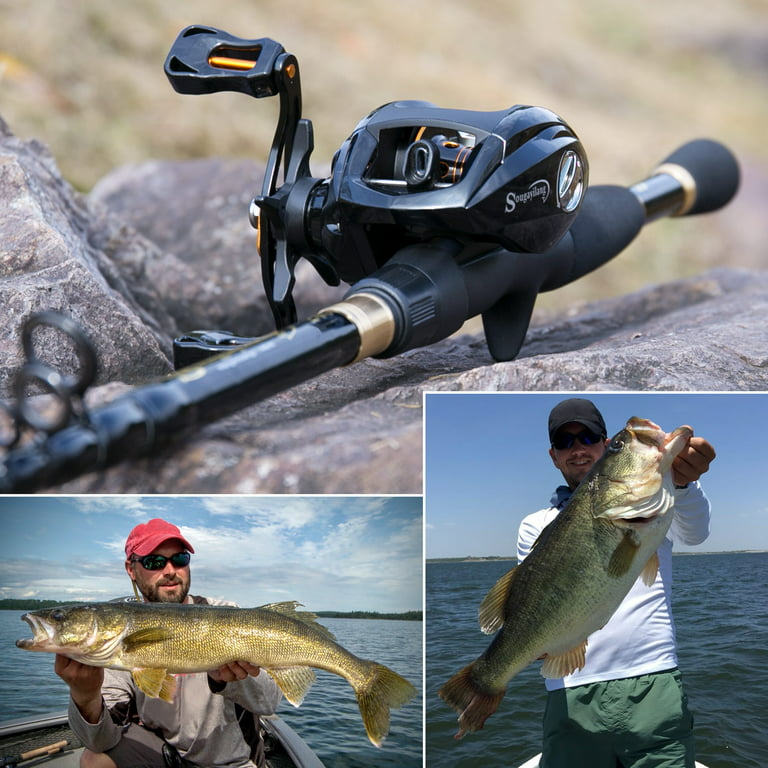 Sougayilang Baitcasts Full Kits Telescopic Rod and 121bb Baitcasting Reel for Travel Carp Bass Trout Fishing, Size: 7' 10 -Left Hand