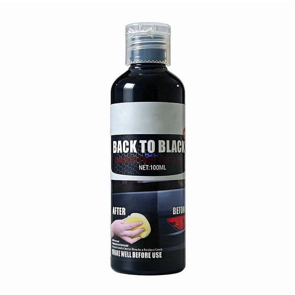 Black Plastic Trim Restorer 3.4 fl oz, Auto Plastic Repair Agent for Faded Car Bumpers, Mirrors, Motorcycle Trim