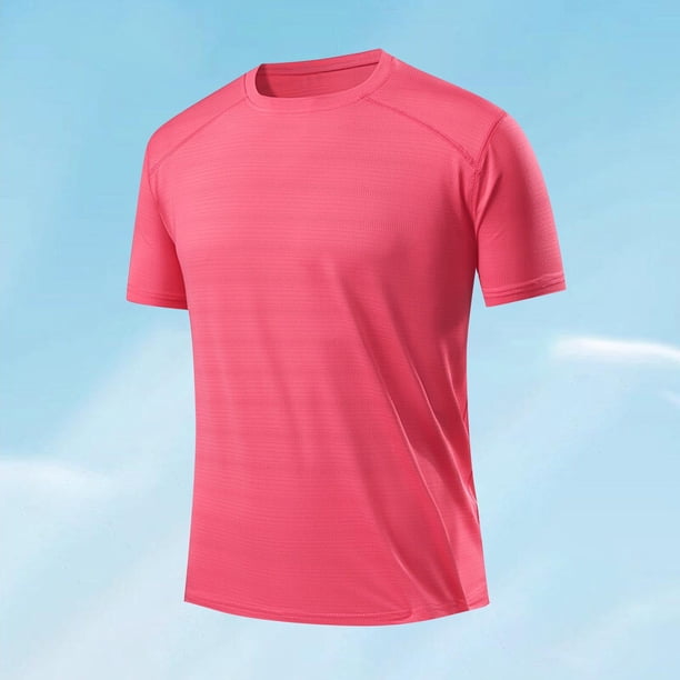Camisas Elvqul de Hombre Rojo sin Estampado Economicas Manga Corta Gym Cuello Redondo