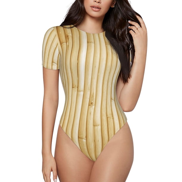 Balery Bamboo Wall Body de cuello redondo de manga corta para mujer Tops de manga corta Tops básicos-XX-Large
