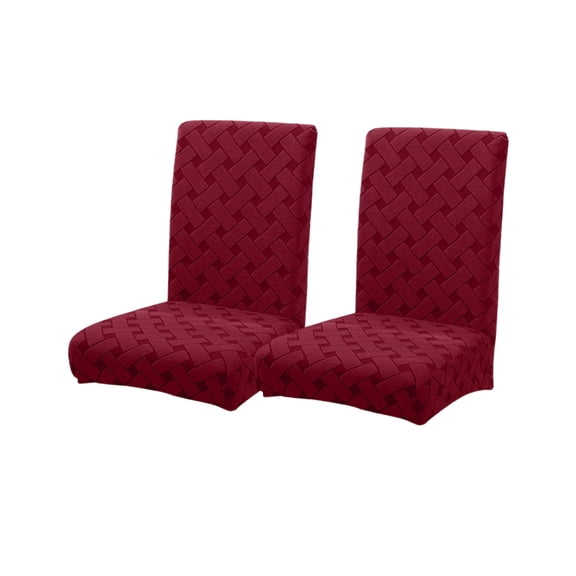 HBBKVI Waterproof Stretch Dining Chair Covers, Set of 2 Thickened Alternate Jacquard Slipcovers, Non-Slip Elastic Fit for Kitchen Home 15-20in Wide x 18-26in High, Red