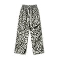 thumbnail image 3 of KLHDSF Women's Leopard Print High Waist Wide Leg Pants Drawstring Loose Casual Lounge Trousers Daily Streetwear for Women Spring Fall White S, 3 of 6