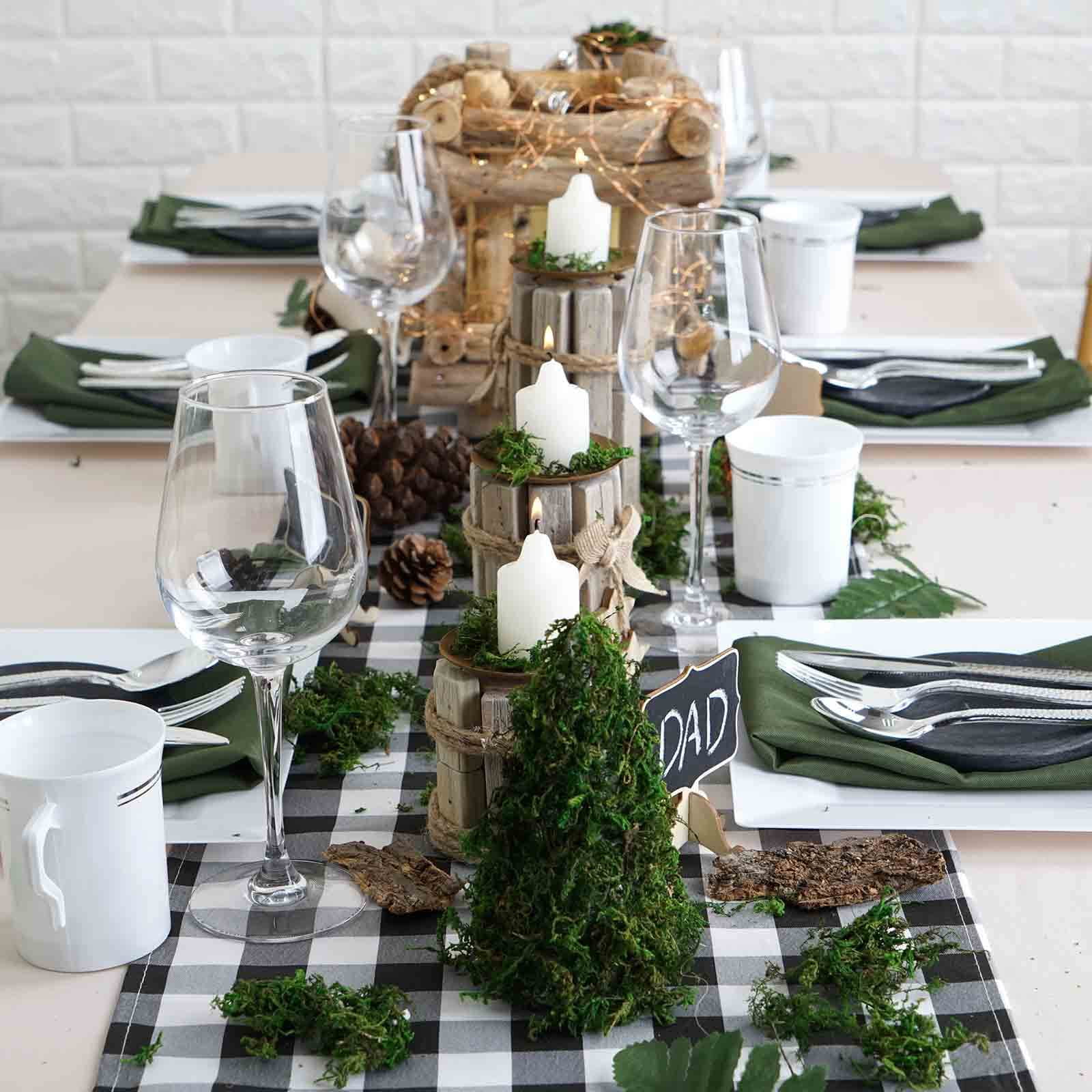 Efavormart 5 Pack | Buffalo Plaid Table Runner | Black / White | Gingham Polyester Checkered Table Runner