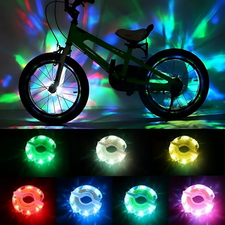 HIBIBUD Rechargeable LED Bicycle Lights with 7 Colors, Multi-Color (2 Pack)