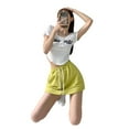 thumbnail image 3 of Shorts Jupes Robes pour Femmes, Taille Haute Décontractée, Mini Robe Ligne A Mode Été Style Coréen pour Sports Vert Fruit S, 3 of 7