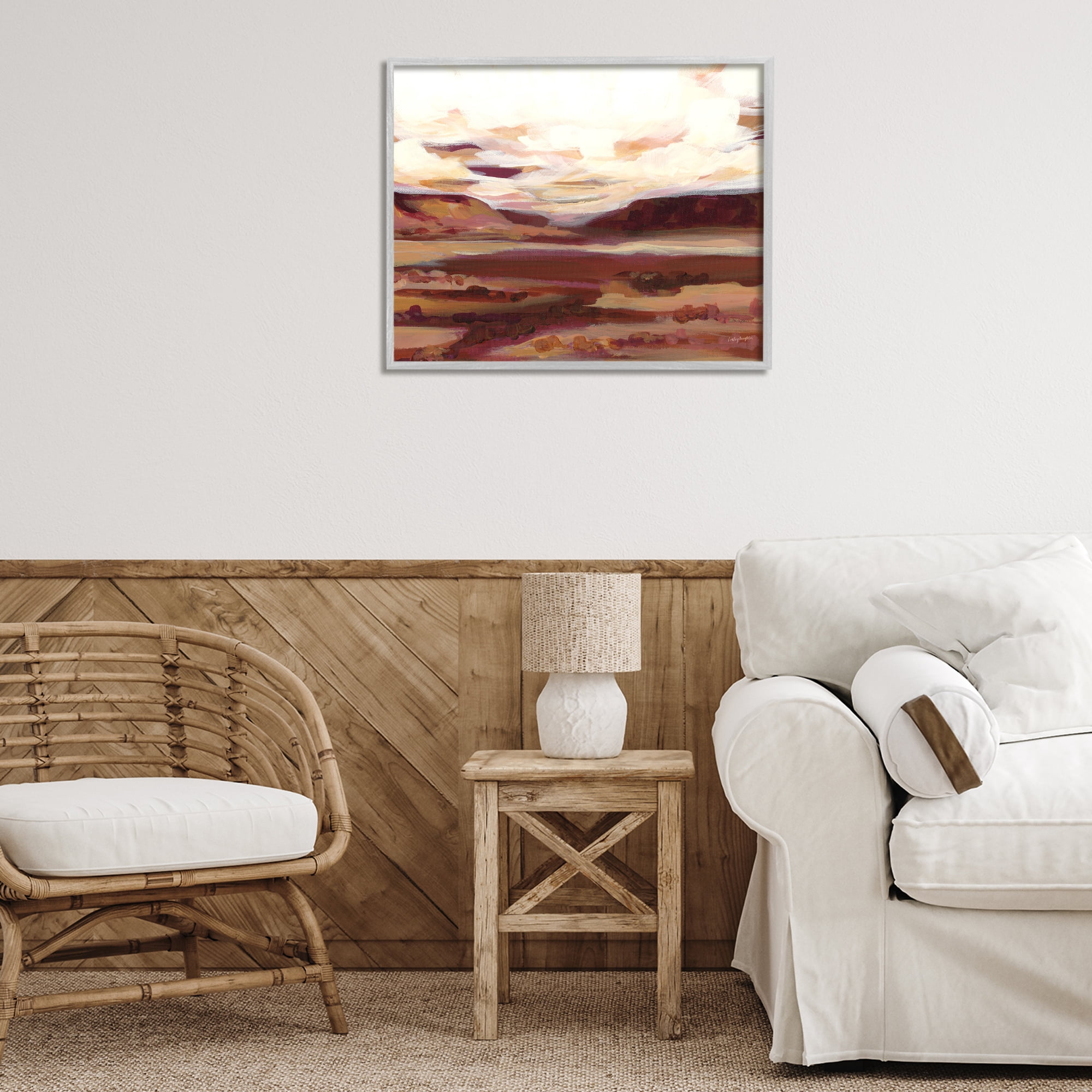 Stupell Industries Canyon Mesa Landscape Landscape Painting Gray Framed Art Print Wall Art, 30 x 24
