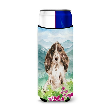 

Carolines Treasures CK1987MUK Mountian Flowers Chocolate Parti Cocker Spaniel Michelob Ultra Hugger for slim cans Slim