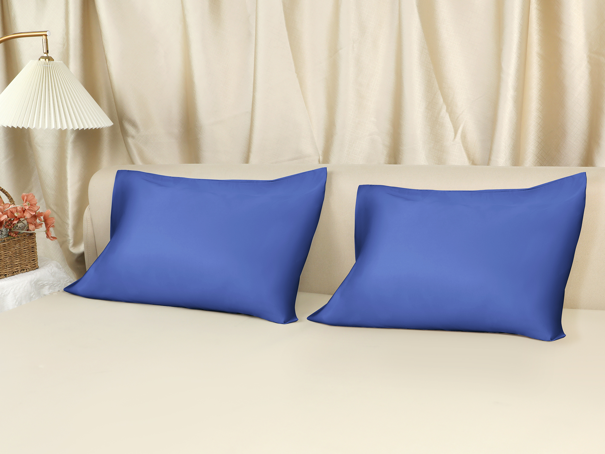 Unique Bargains Satin Pillow Case Cooling Pillowcases with Envelope Closure Standard Navy