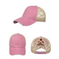 thumbnail image 3 of Fgnfyis Distressed Baseball Cap Unstructured Adjustable Snapback Washed Denim Ponytail Hat with Breathable Mesh Pink One Size, 3 of 4