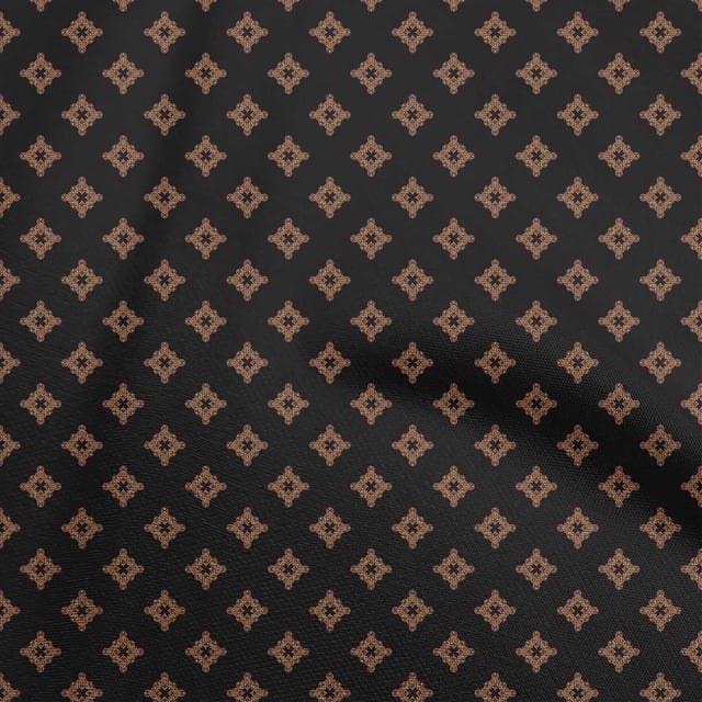 oneOone Velvet Black Fabric Asian Floral Craft Projects Decor Fabric Printed By The Yard 58 Inch Wide