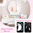 thumbnail image 6 of Topbuy Kids Vanity Set Princess Pretend Play Vanity Table with Chair & Mirror & 4 Drawers White, 6 of 9