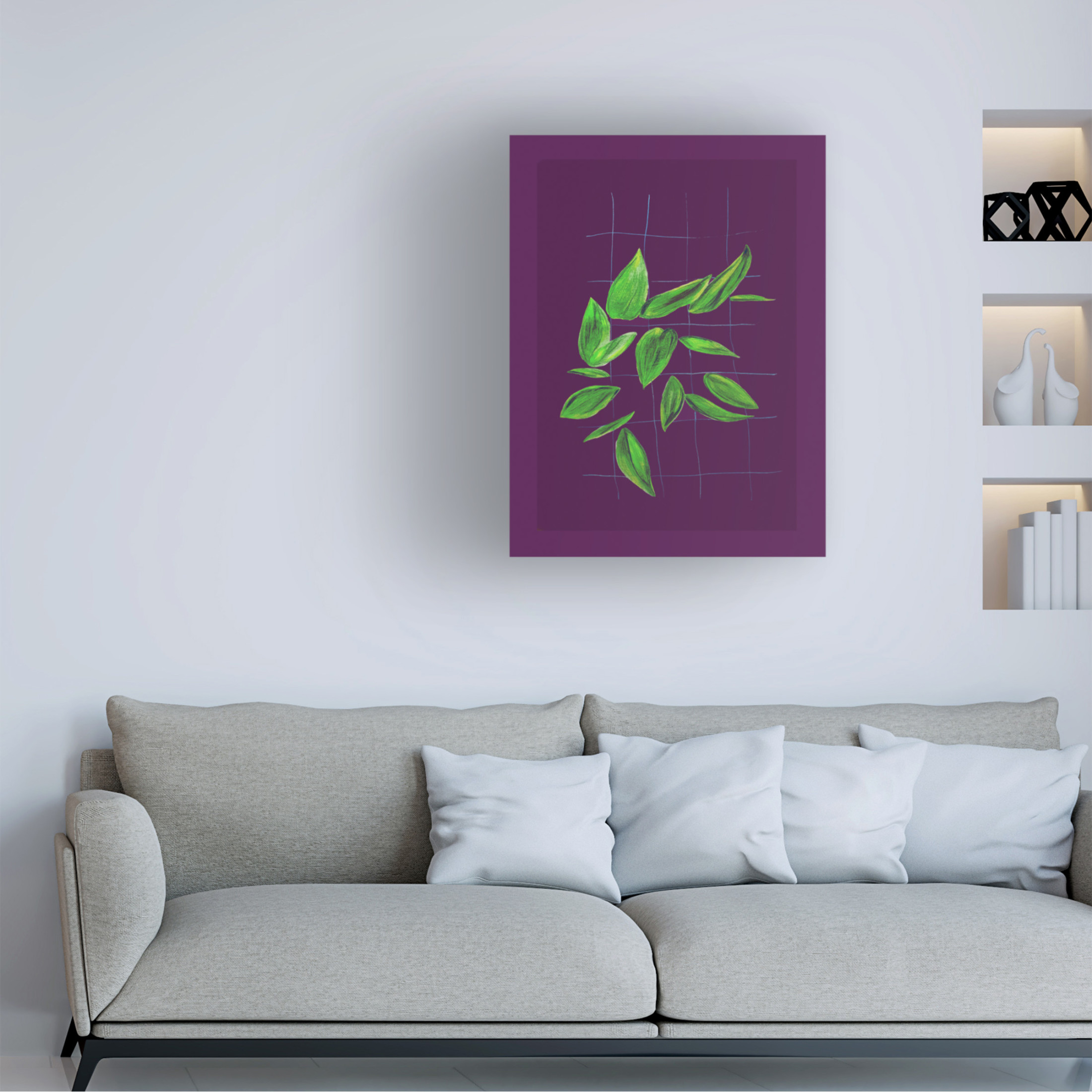 Trademark Fine Art Tania Sloth Woelders Grid leaves 2 Canvas Wall Art