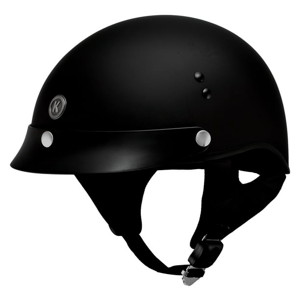 Klutch K3 'Cruise' Flat Black Half Face Motorcycle Helmet with Snap On