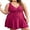 Dark Red, variant on Charmo Plus Size Scalloped V Neck Swimwear for Womens One Piece Swimsuits Tummy Control Swimdress Bathing Suits with briefs