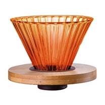 Glass Pour Over Coffee Maker with Reusable Filter & Wooden Base | Portable Hand Drip Coffee Maker for Home, Office & Travel | Includes 1pc Glass Coffee Filter Mug in Multiple Colors