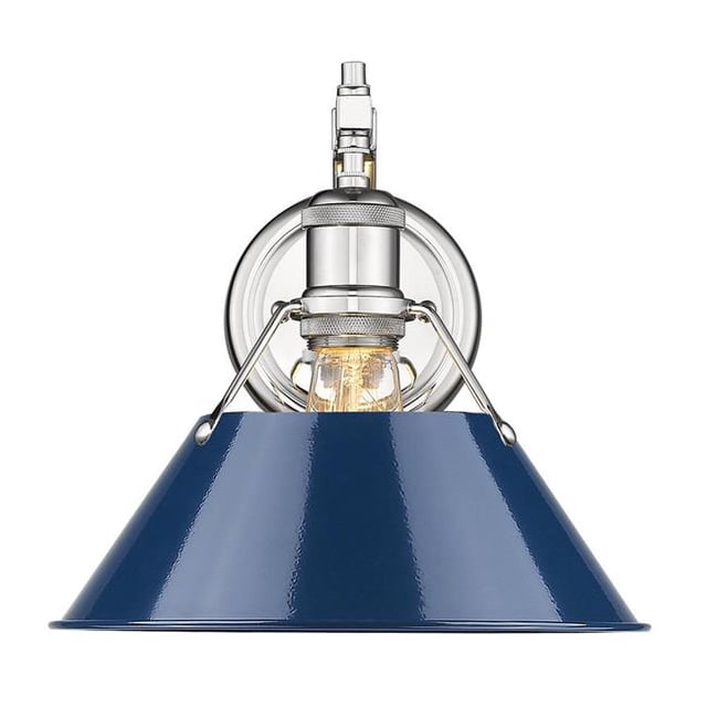 Golden Lighting Orwell CH Transitional 1 Light Incandescent Navy Chrome Sconce