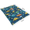 thumbnail image 4 of DarkBlue Cartoon Dinosaurs Leaves Clouds Pattern Blanket,Comfortable Soft Flannel Throw Blanket,All Season,Warm Lightweight Blankets for Sofa Bed Couch Living Room Chair,60"x80", 4 of 4